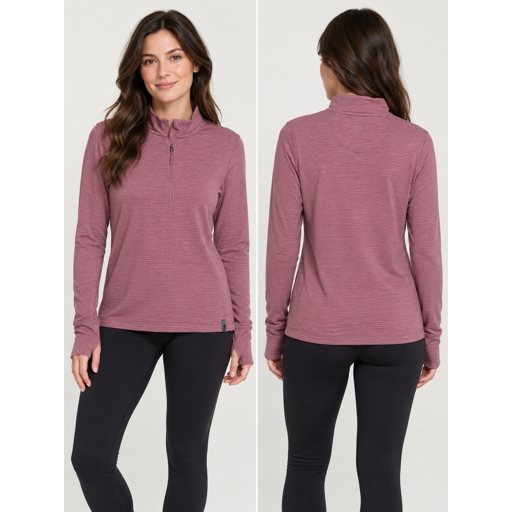 Free Country Women's Medium Mauve 1/4 Zip Pullover Thumb holes